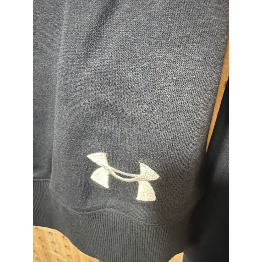 Under Armour Girls Black Crewneck Sweatshirt Loose Fit Cropped YLG Logo Back - Picture 3 of 4